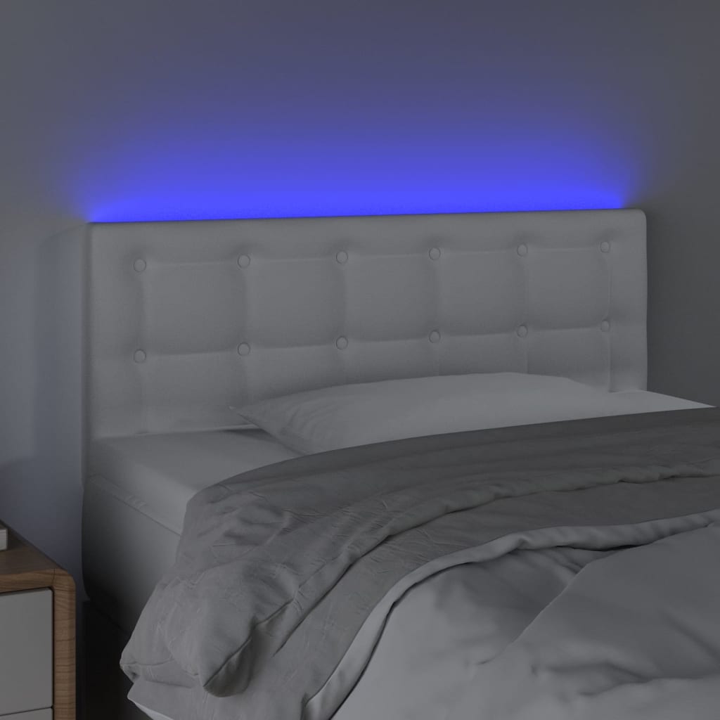 sengegavl med LED-lys 80x5x78/88 cm kunstlæder hvid