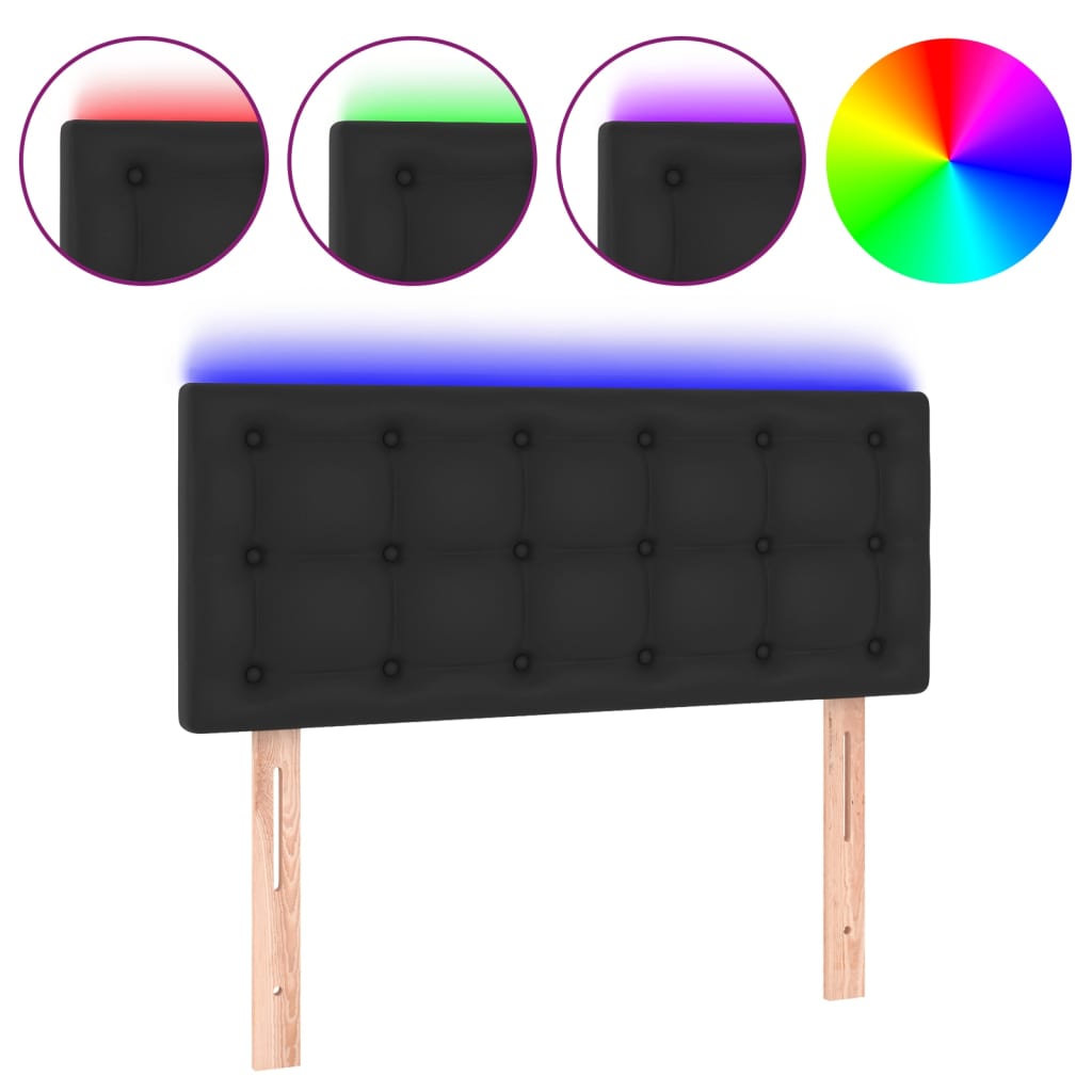 sengegavl med LED-lys 90x5x78/88 cm kunstlæder sort