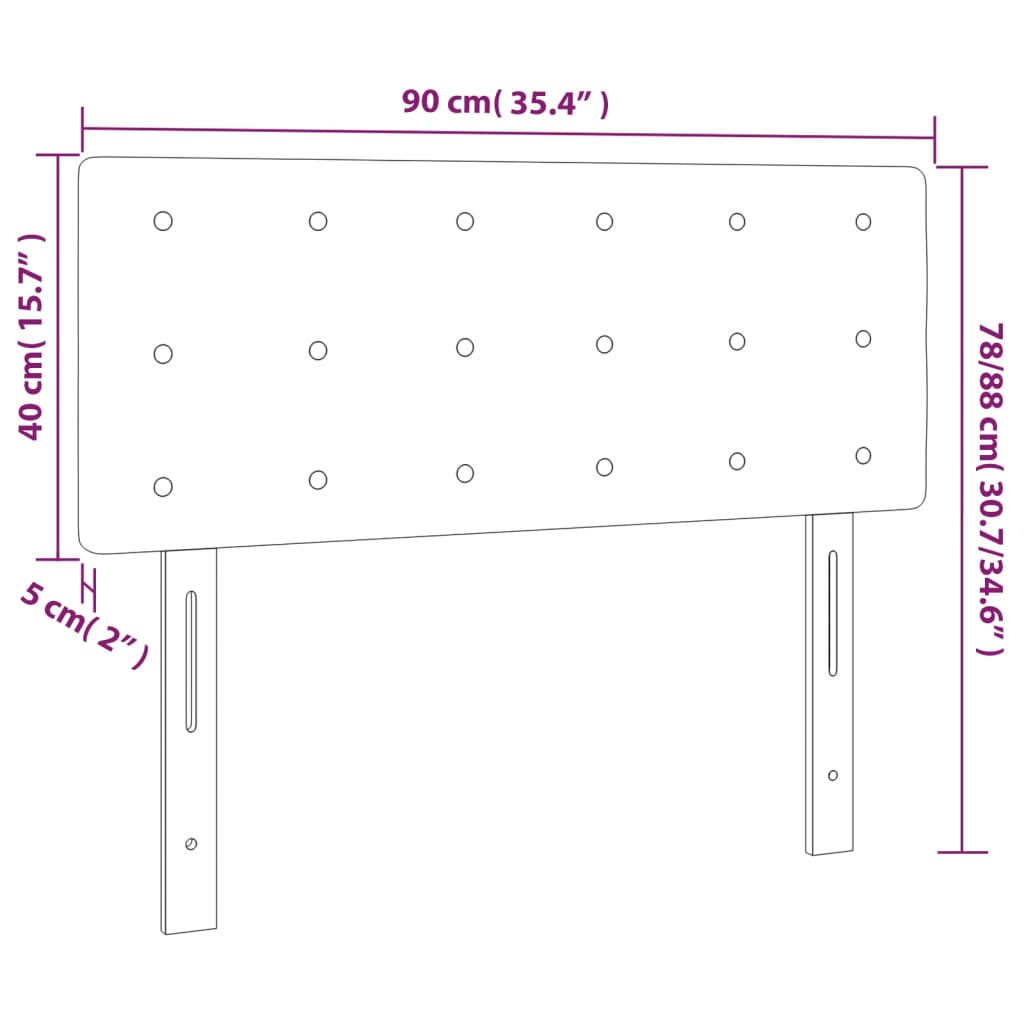 sengegavl med LED-lys 90x5x78/88 cm kunstlæder grå
