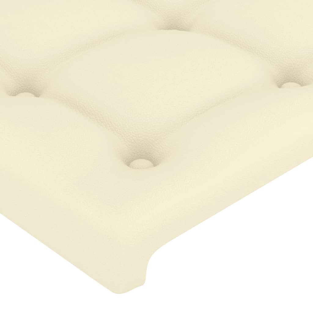 sengegavl med LED-lys 100x5x78/88 cm kunstlæder cremefarvet