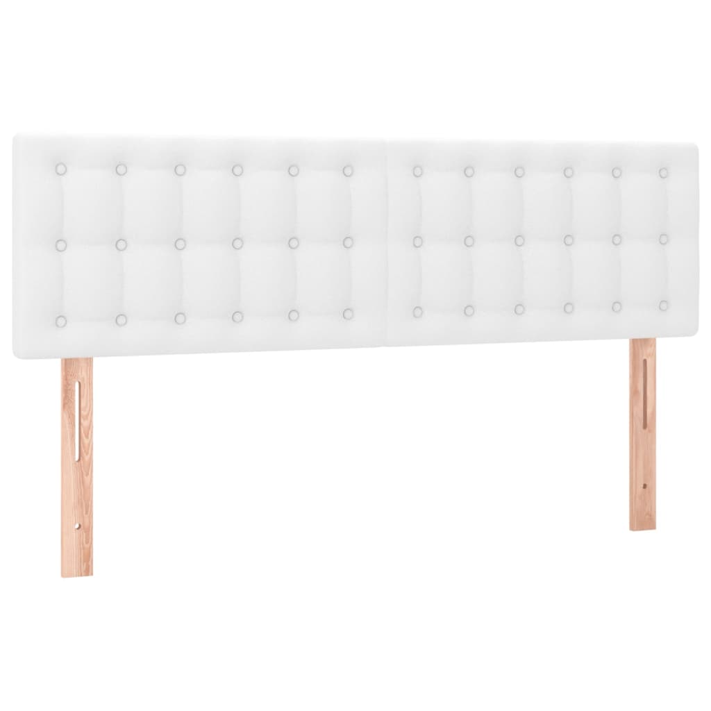 sengegavl med LED-lys 144x5x78/88 cm kunstlæder hvid