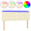 sengegavl med LED-lys 144x5x78/88 cm kunstlæder cremefarvet