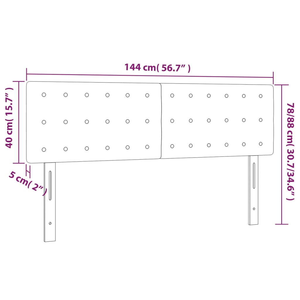 sengegavl med LED-lys 144x5x78/88 cm kunstlæder grå