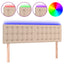 sengegavl med LED-lys 144x5x78/88cm kunstlæder cappuccinofarvet