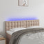 sengegavl med LED-lys 144x5x78/88cm kunstlæder cappuccinofarvet