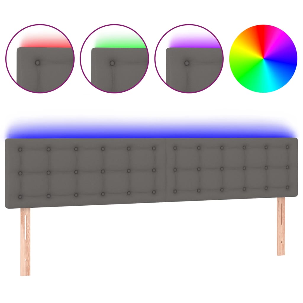 sengegavl med LED-lys 160x5x78/88 cm kunstlæder grå
