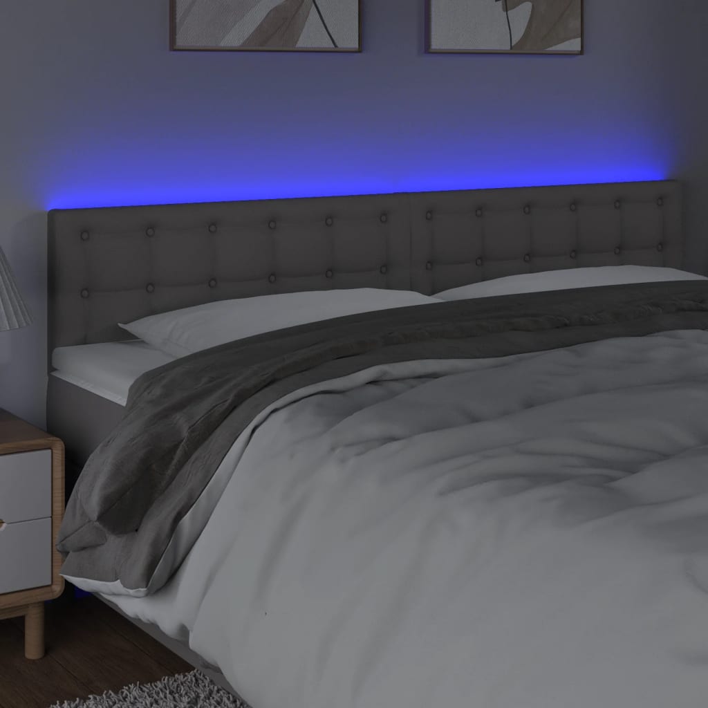 sengegavl med LED-lys 160x5x78/88 cm kunstlæder grå
