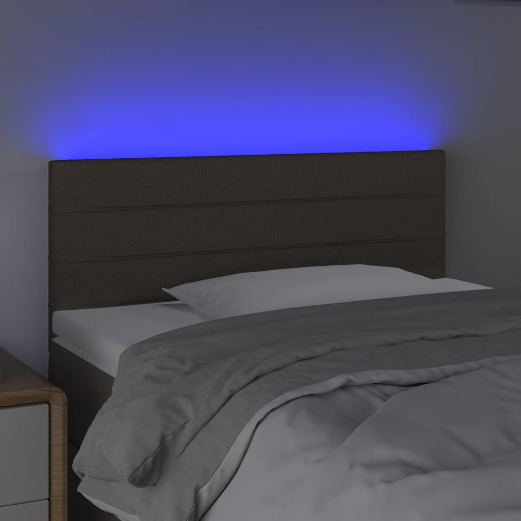 sengegavl med LED-lys 80x5x78/88 cm stof gråbrun