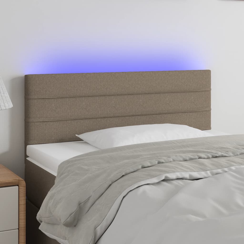 sengegavl med LED-lys 80x5x78/88 cm stof gråbrun