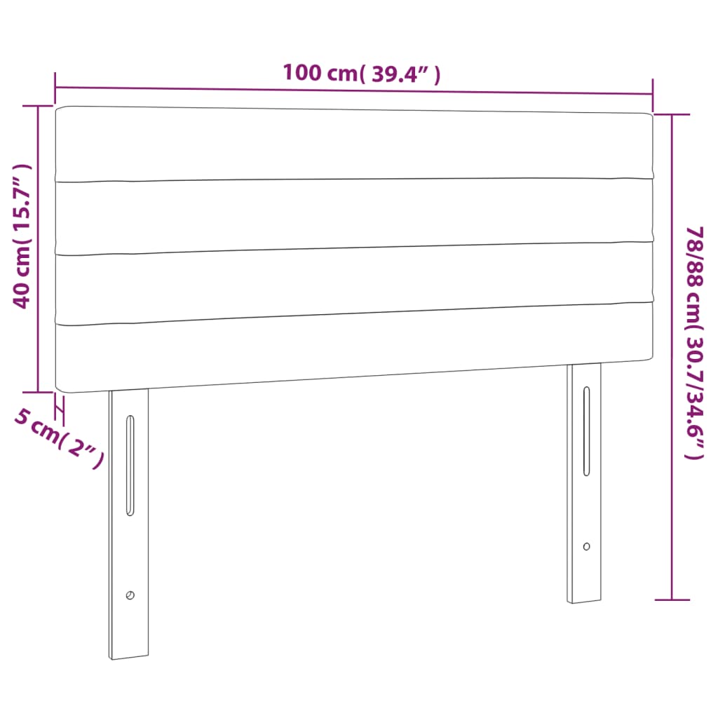 sengegavl med LED-lys 100x5x78/88 cm stof sort