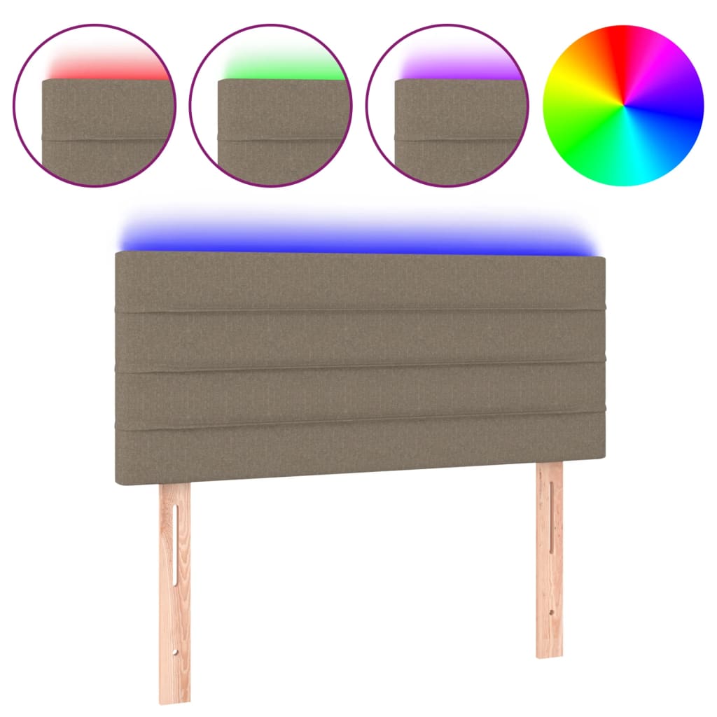 sengegavl med LED-lys 100x5x78/88 cm stof gråbrun