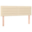 sengegavl med LED-lys 144x5x78/88 cm stof cremefarvet