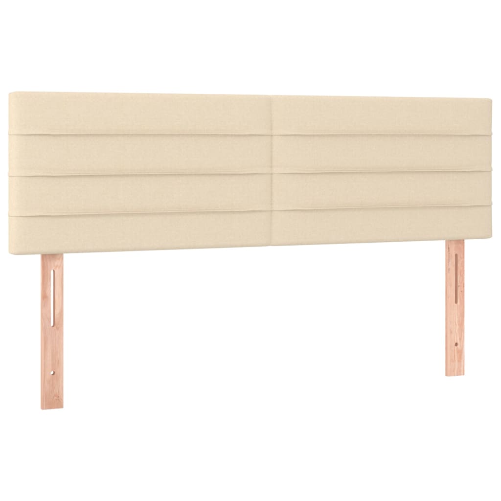 sengegavl med LED-lys 144x5x78/88 cm stof cremefarvet