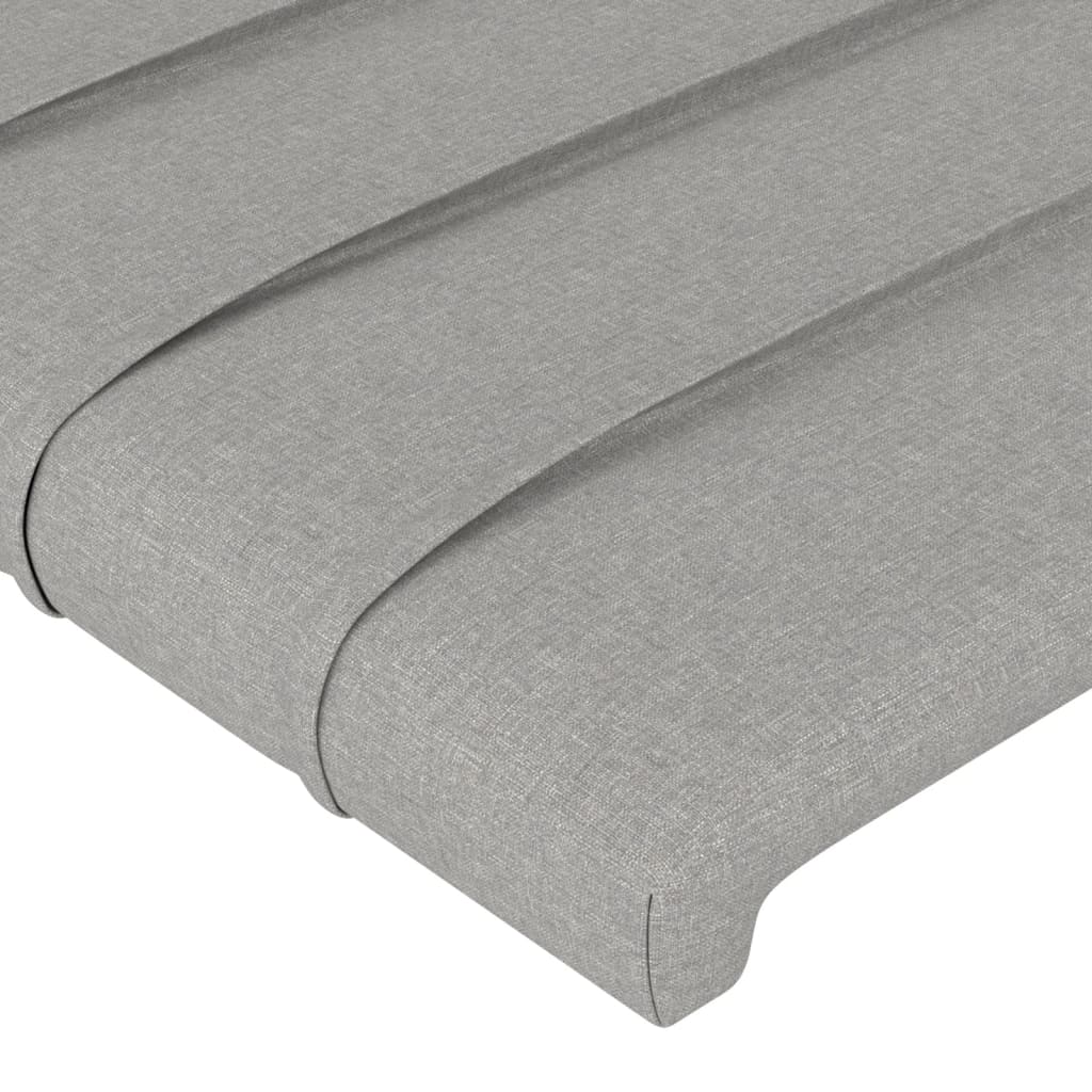 sengegavl med LED-lys 160x5x78/88 cm stof lysegrå