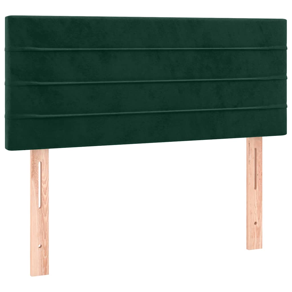 sengegavl med LED-lys 80x5x78/88 cm velour mørkegrøn