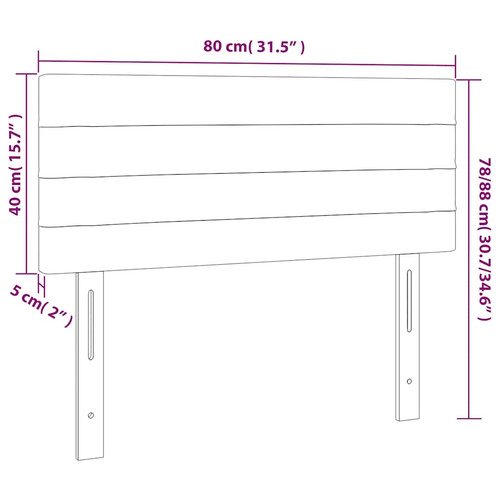 sengegavl med LED-lys 80x5x78/88 cm velour mørkegrøn