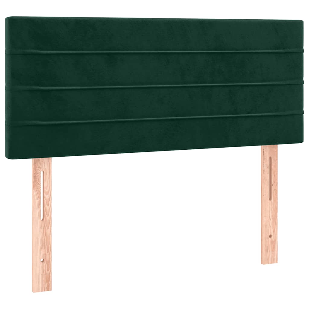 sengegavl med LED-lys 90x5x78/88 cm fløjl mørkegrøn