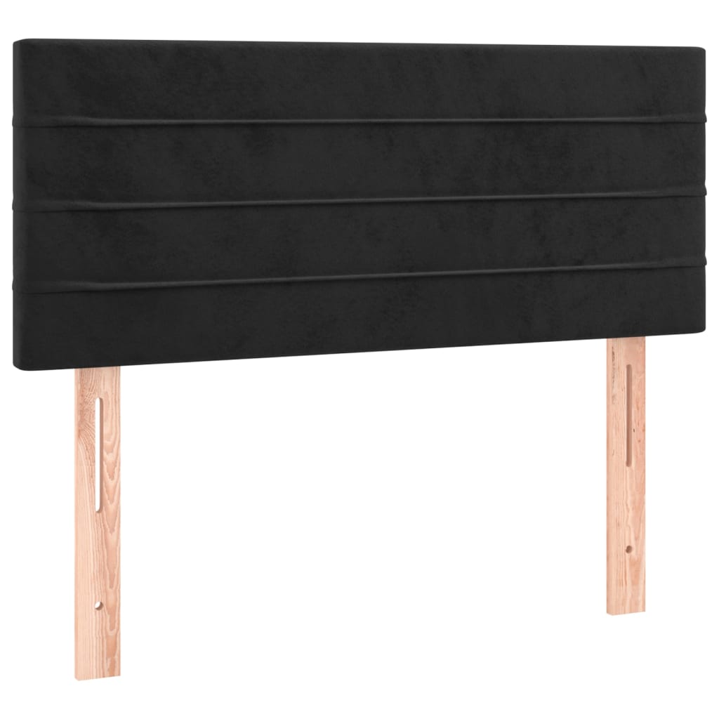 sengegavl med LED-lys 100x5x78/88 cm fløjl sort