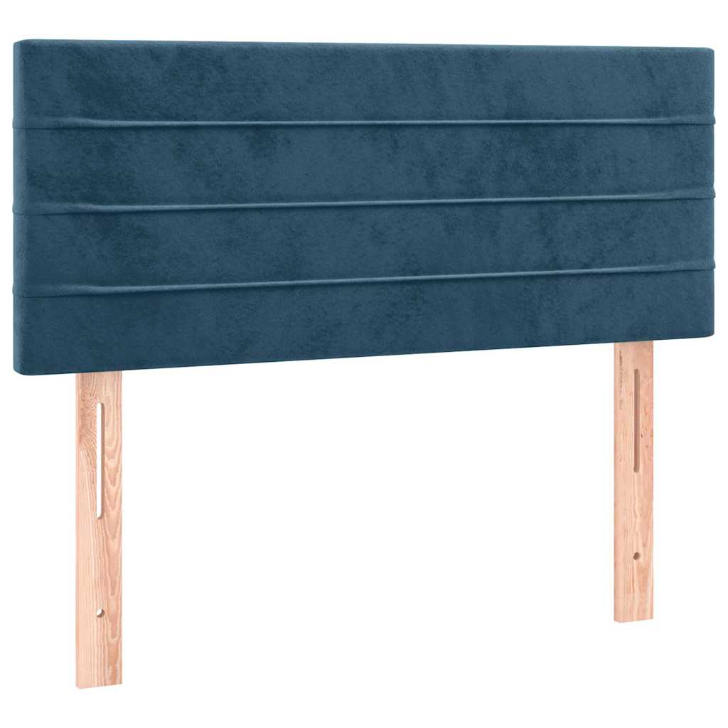 sengegavl med LED-lys 100x5x78/88 cm fløjl mørkeblå