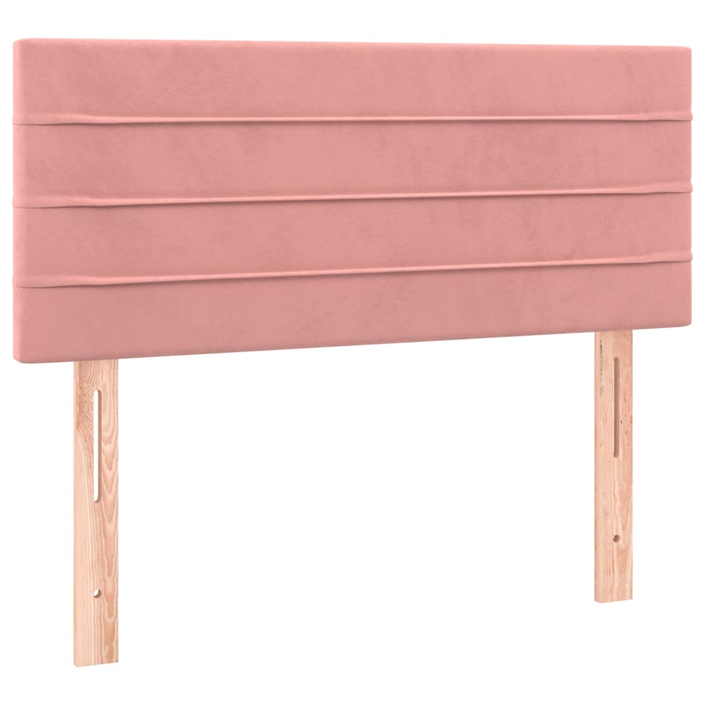 sengegavl med LED-lys 100x5x78/88 cm fløjl lyserød