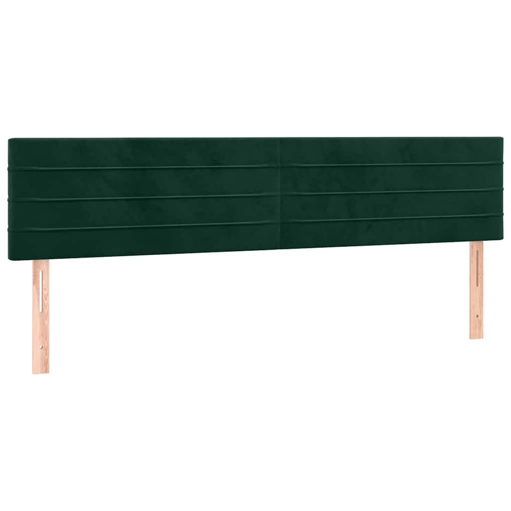 sengegavl med LED-lys 180x5x78/88 cm fløjl mørkegrøn