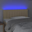 sengegavl med LED-lys 80x5x78/88 cm stof cremefarvet