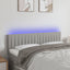 sengegavl med LED-lys 144x5x78/88 cm stof lysegrå