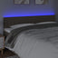 sengegavl med LED-lys 160x5x78/88 cm stof gråbrun