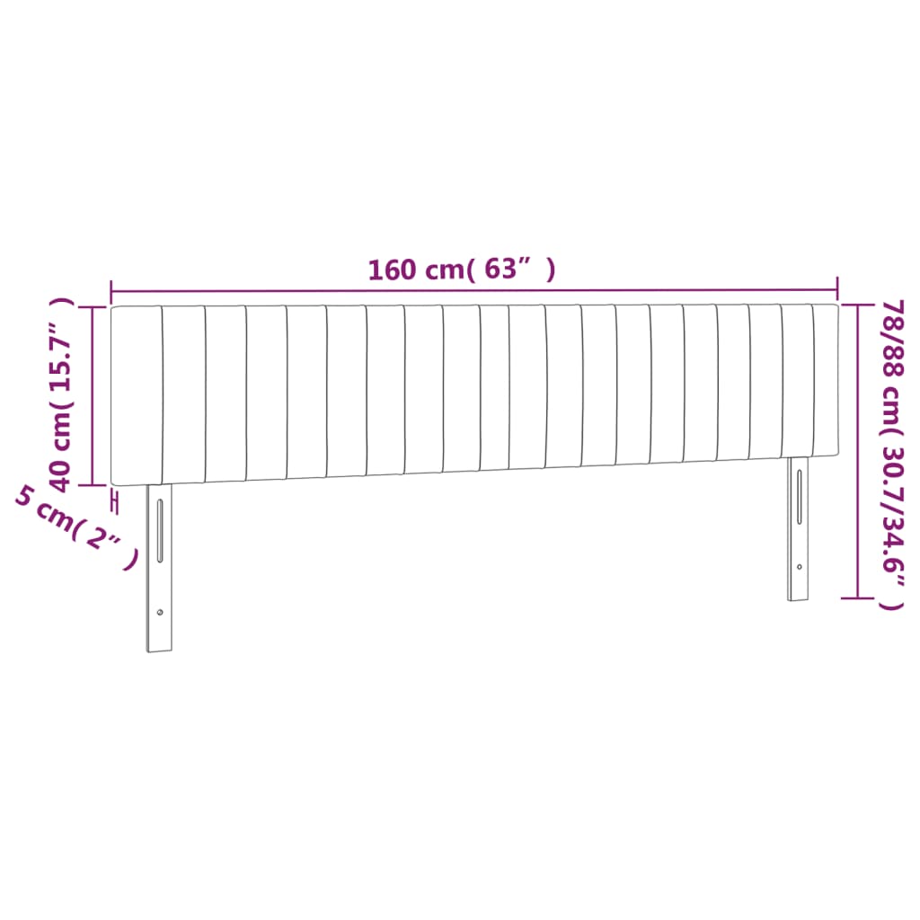 sengegavl med LED-lys 160x5x78/88 cm stof blå
