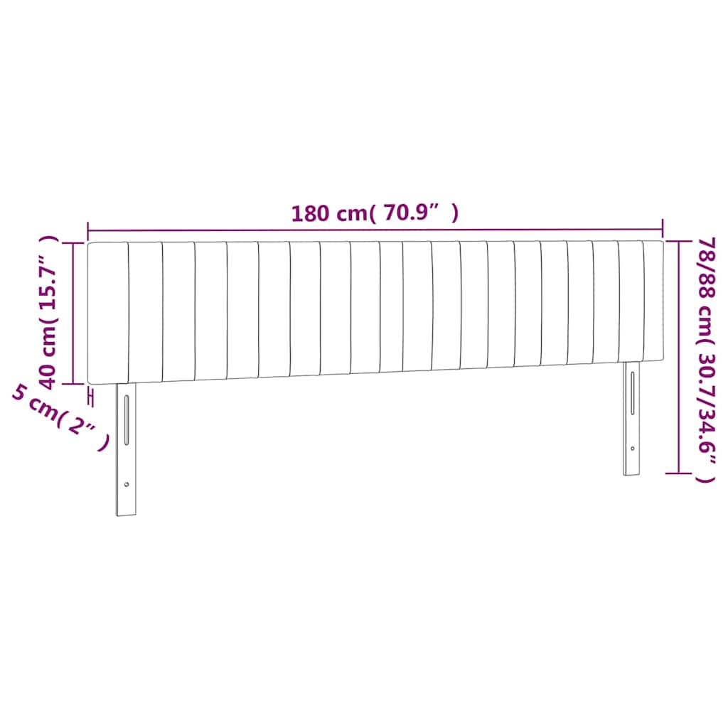 sengegavl med LED-lys 180x5x78/88 cm stof cremefarvet