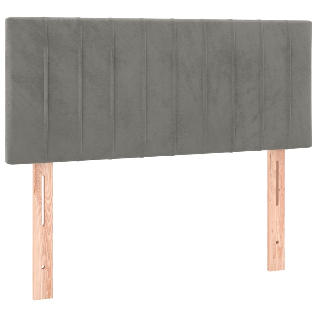 sengegavl med LED-lys 80x5x78/88 cm velour lysegrå