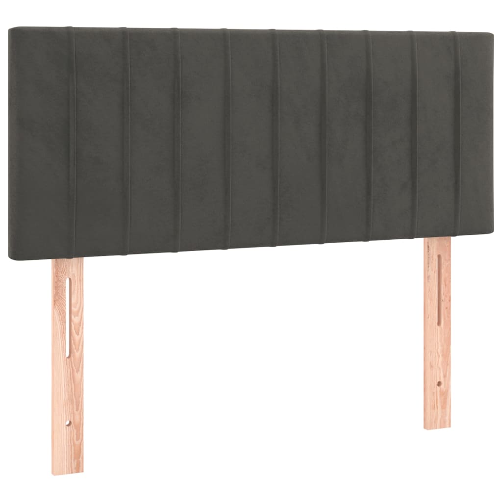 sengegavl med LED-lys 80x5x78/88 cm velour mørkegrå