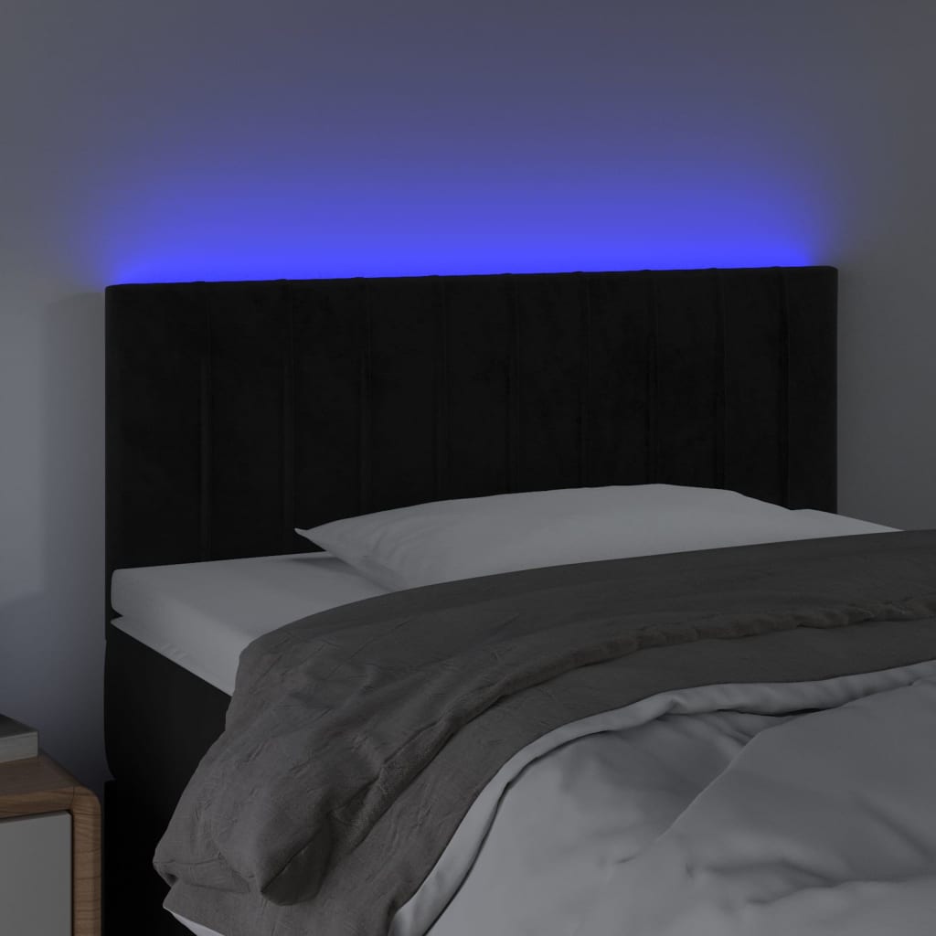 sengegavl med LED-lys 80x5x78/88 cm velour sort