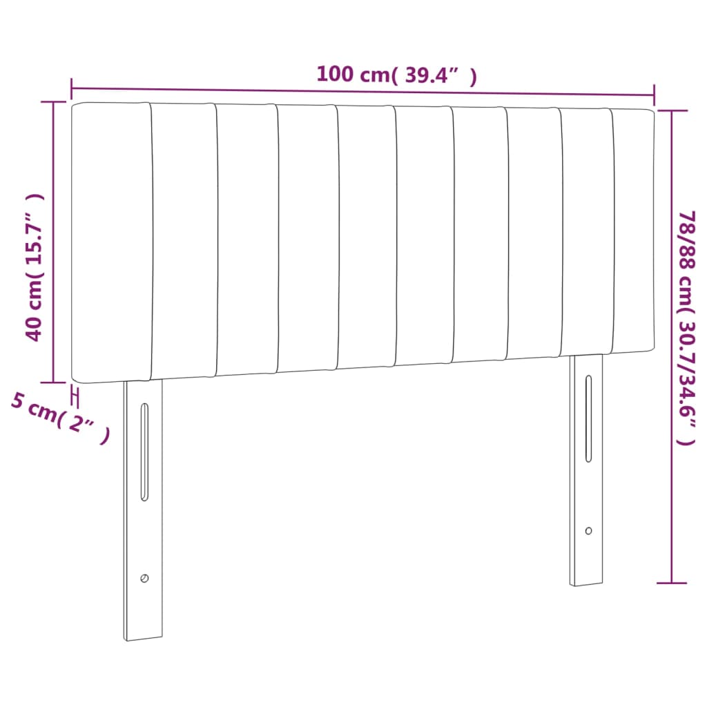 sengegavl med LED-lys 100x5x78/88 cm fløjl sort