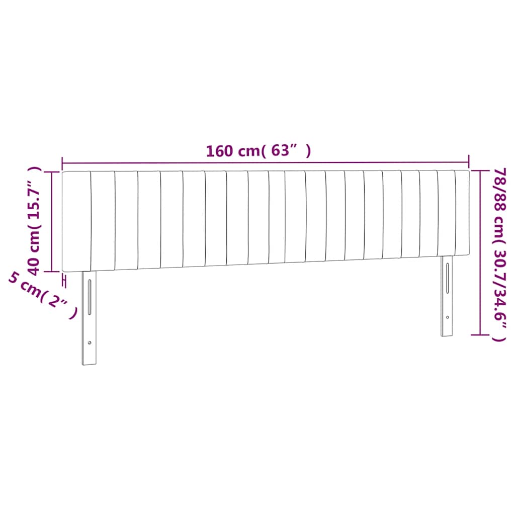 sengegavl med LED-lys 160x5x78/88 cm fløjl mørkegrøn
