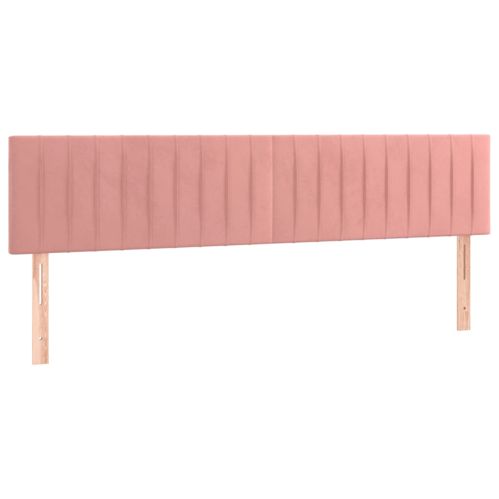 sengegavl med LED-lys 160x5x78/88 cm velour lyserød