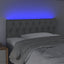 sengegavl med LED-lys 90x7x78/88 cm stof lysegrå