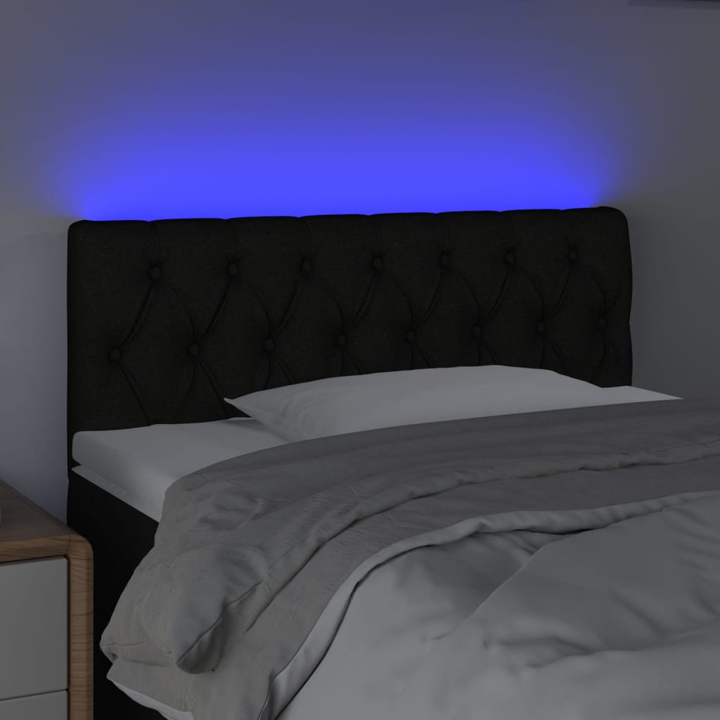 sengegavl med LED-lys 90x7x78/88 cm stof sort