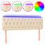 sengegavl med LED-lys 144x7x78/88 cm stof cremefarvet