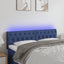 sengegavl med LED-lys 160x7x78/88 cm stof blå