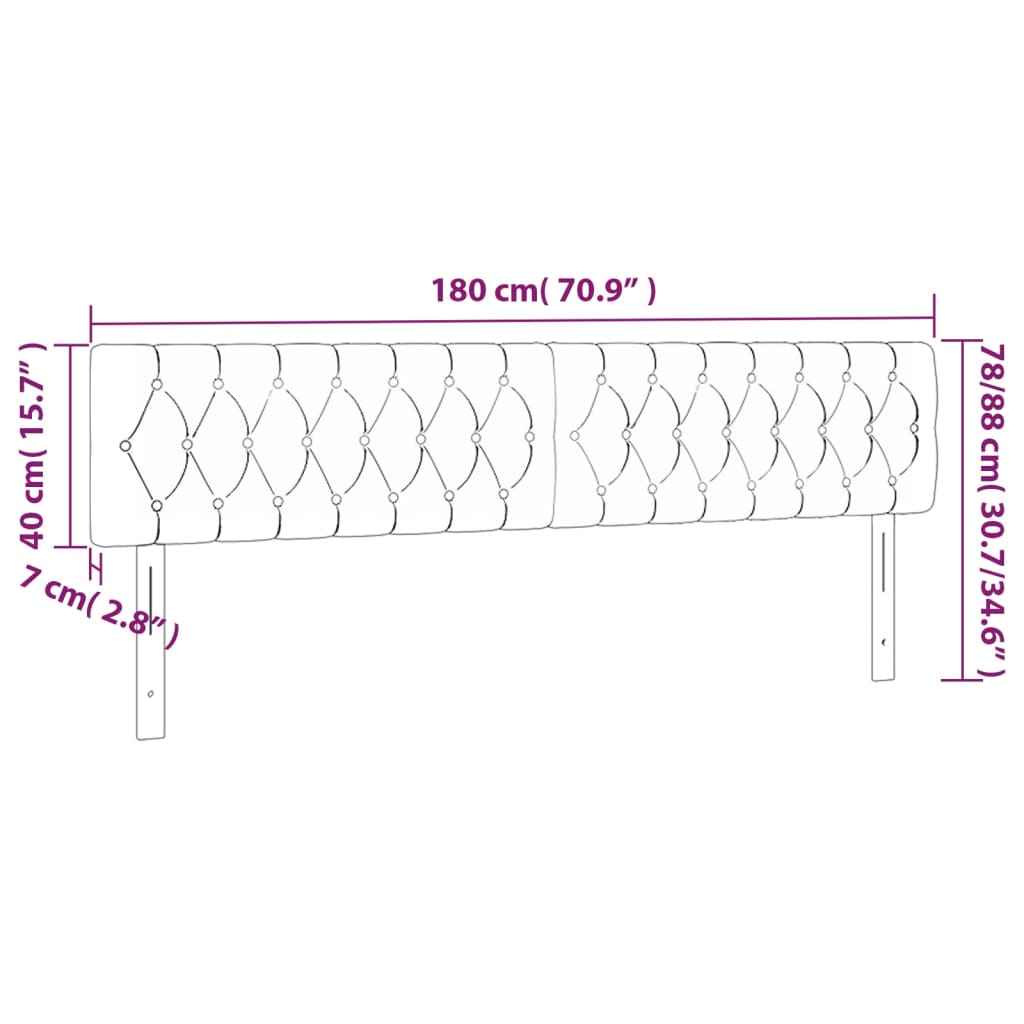 sengegavl med LED-lys 180x7x78/88 cm stof mørkegrå