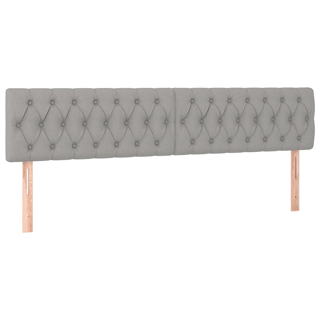 sengegavl med LED-lys 200x7x78/88 cm stof lysegrå