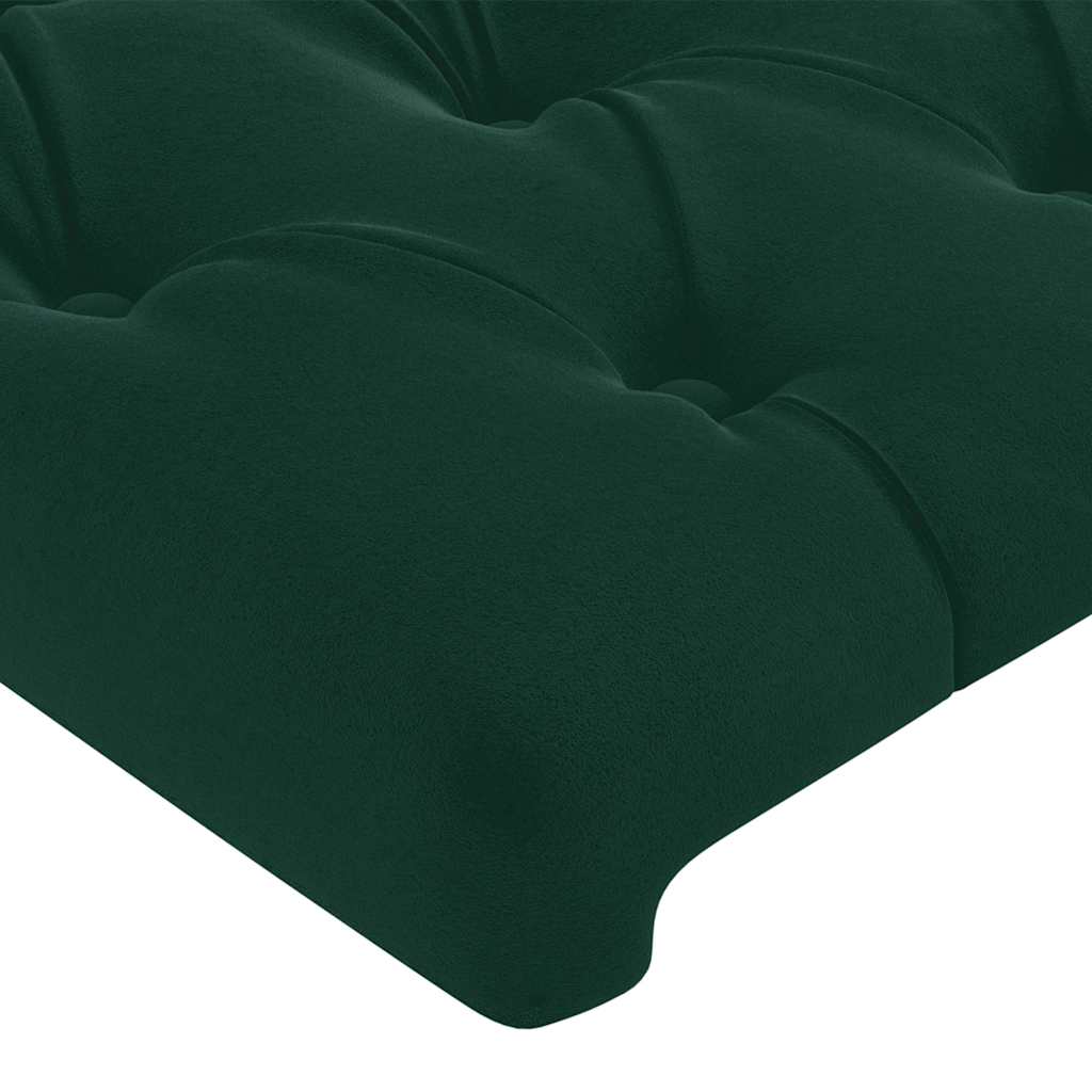 sengegavl med LED-lys 80x7x78/88 cm velour mørkegrøn