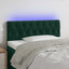 sengegavl med LED-lys 100x7x78/88 cm velour mørkegrøn