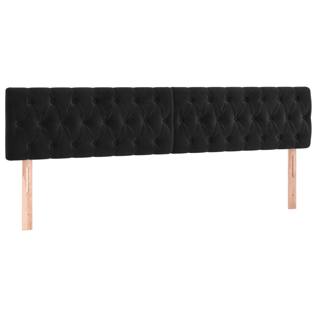 sengegavl med LED-lys 180x7x78/88 cm velour sort