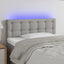 sengegavl med LED-lys 80x5x78/88 cm stof lysegrå
