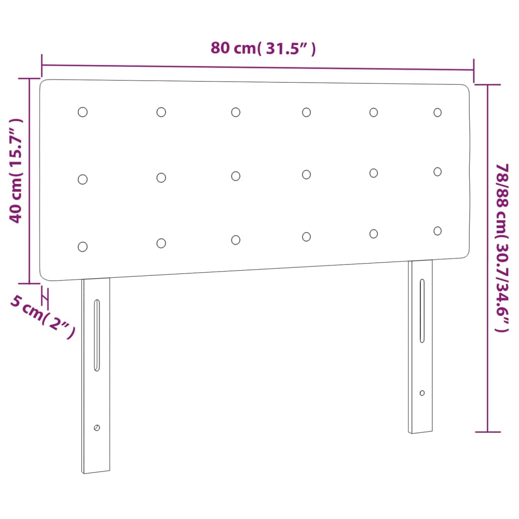 sengegavl med LED-lys 80x5x78/88 cm stof gråbrun