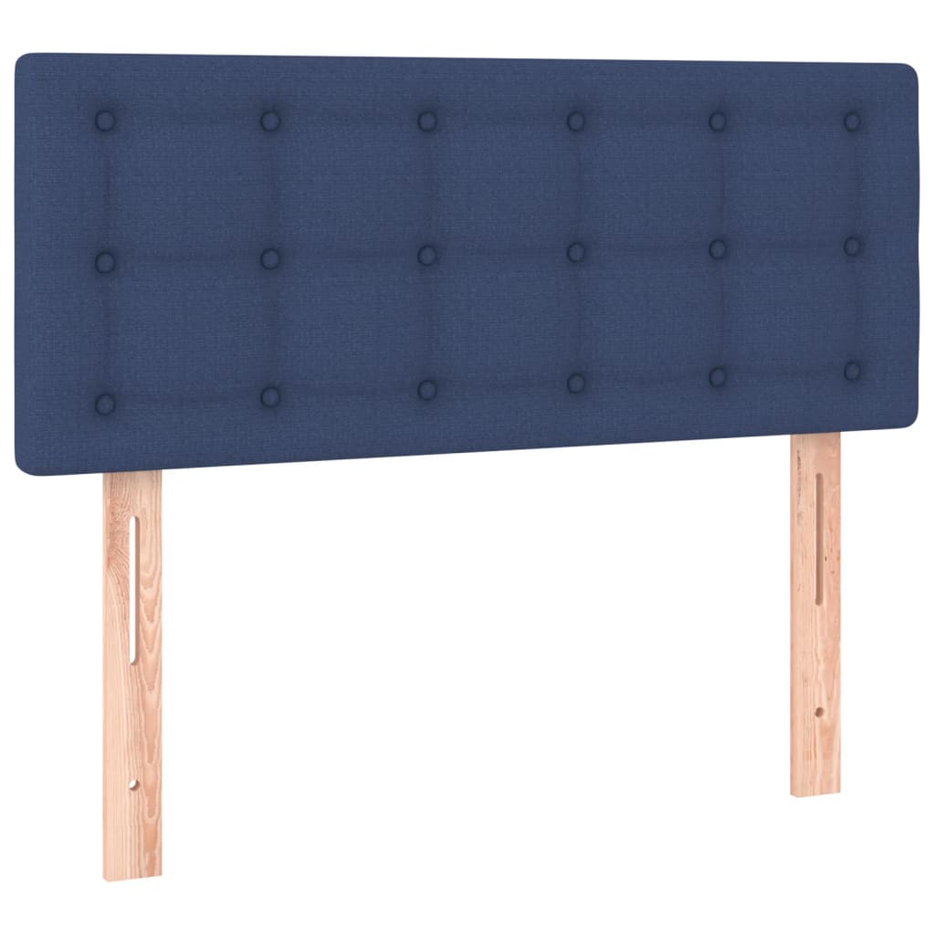sengegavl med LED-lys 80x5x78/88 cm stof blå