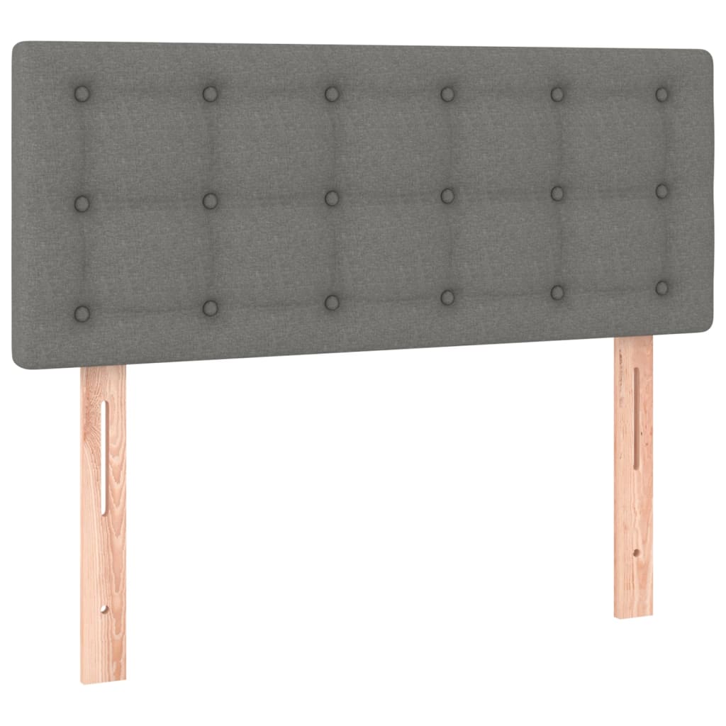 sengegavl med LED-lys 90x5x78/88 cm stof mørkegrå