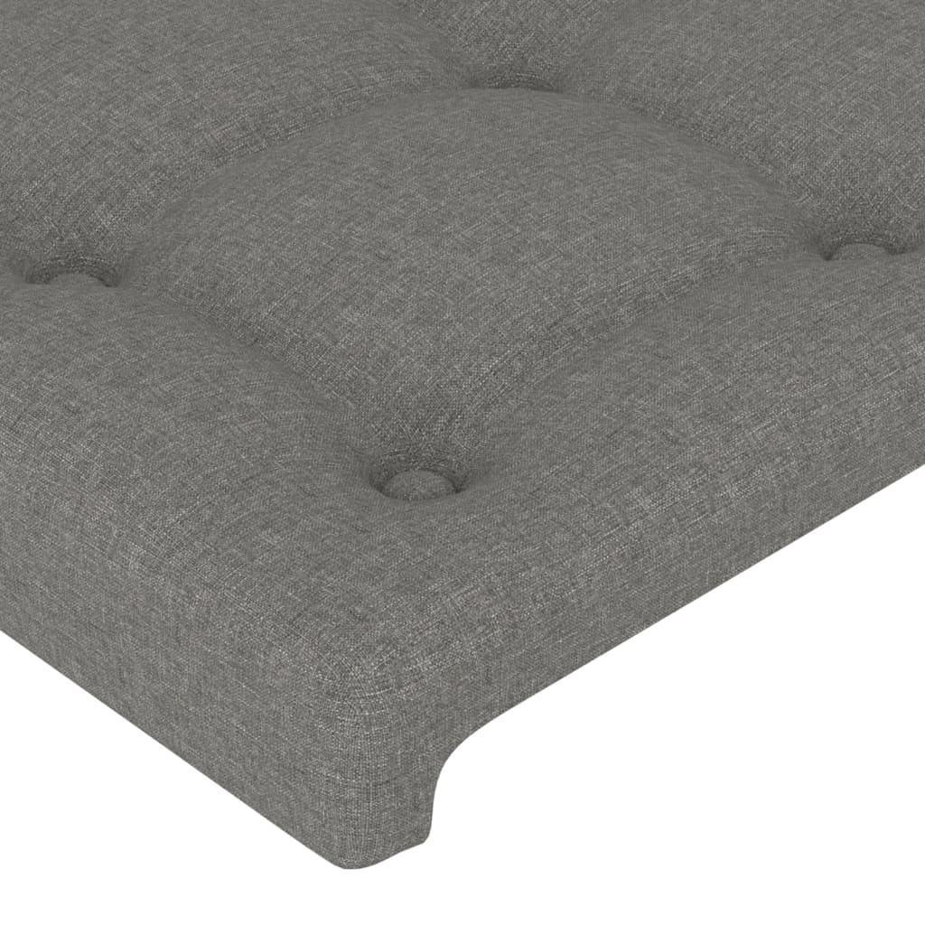sengegavl med LED-lys 90x5x78/88 cm stof mørkegrå